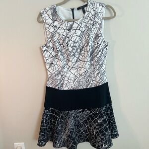 BCBGMaxAzria Black and White Crackle Print Mini Dress